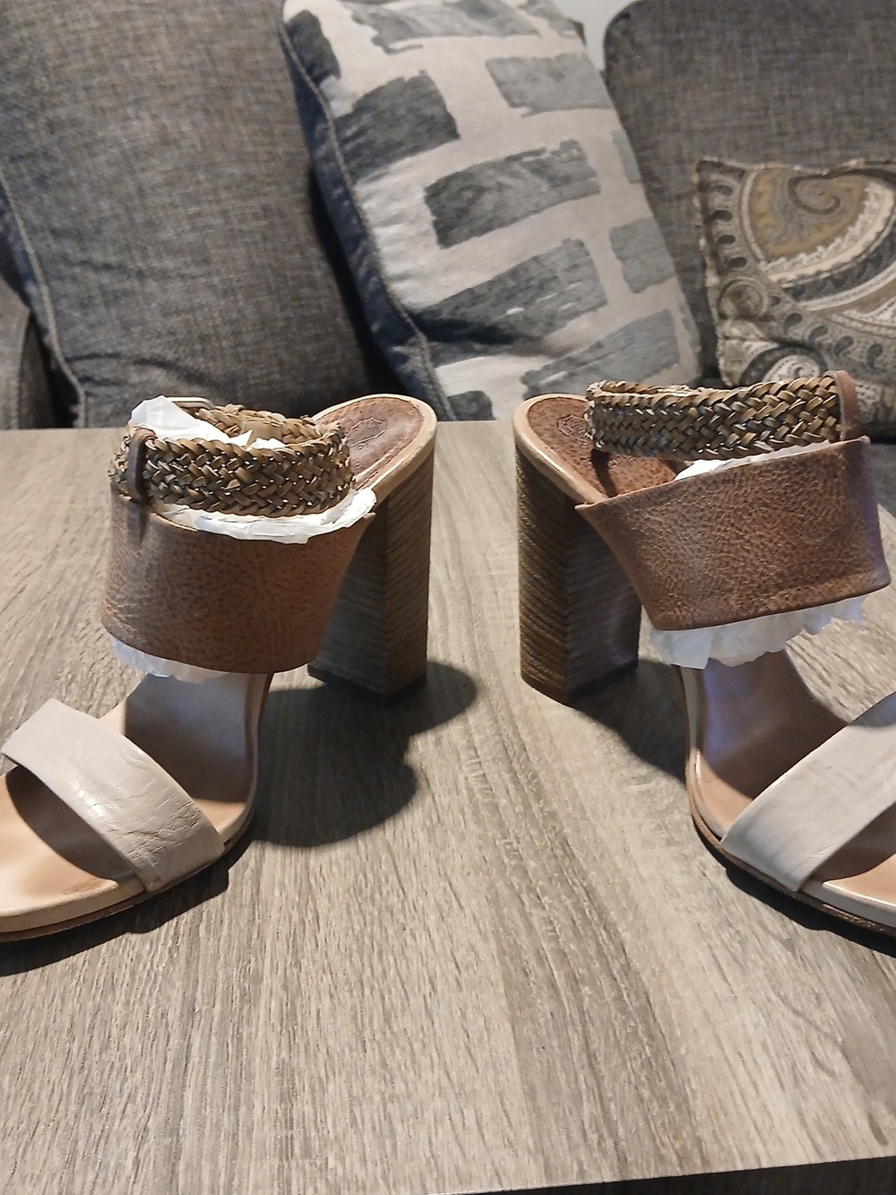 Brunello Cucinelli Braided Leather Block Heel Sandals Size 41 / US 11 - Picture 4 of 14